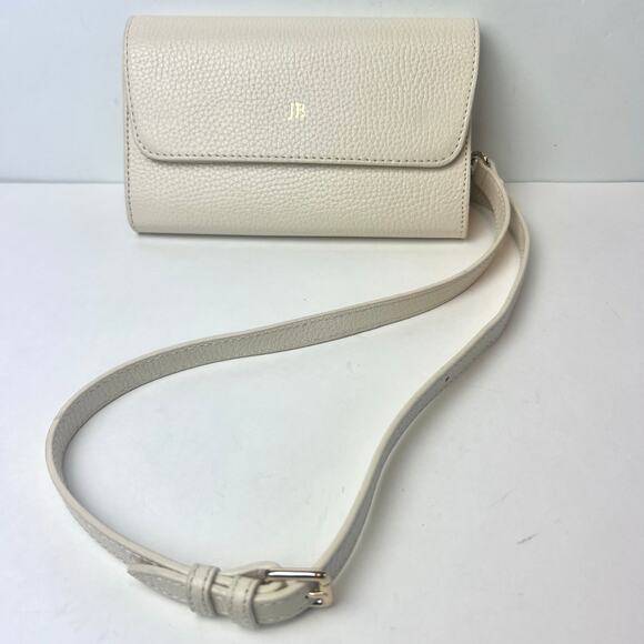 Mark & Graham Classic Convertible Leather Belt Bag Ivory JB Monogram On Front - Picture 1 of 11